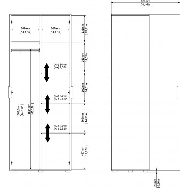 Pepe garderobe med 2 d�rer - Tr�ffel