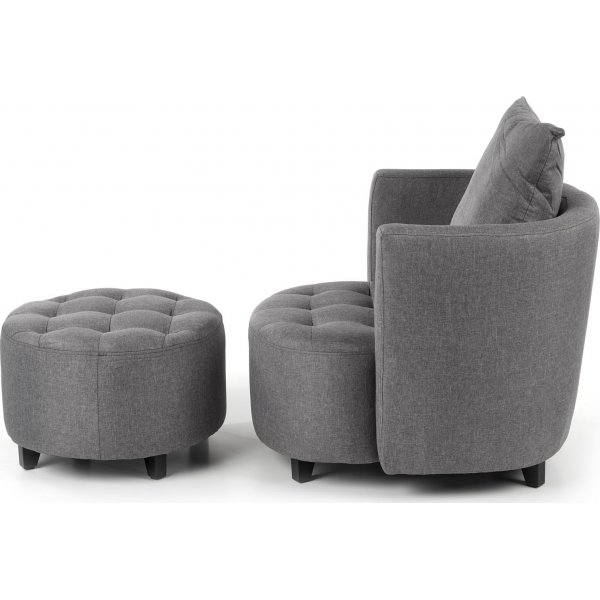 Virginia lenestol med fotskammel - Grå Virginia lenestol med fotskammel - Grå