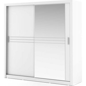 Einar nr. 12 hvit garderobe med speil og skyvedrer 215x203 cm