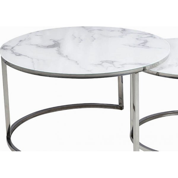 Harrisburg salongbord 80 x 80 cm - Hvit/krom