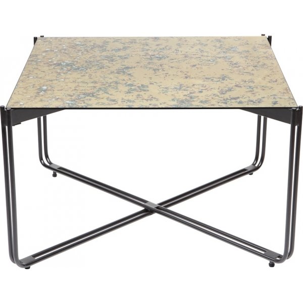 Lori Sofabord 75x75 cm - Antikfrgad speilglass Messing + Tekstilrens for mbler