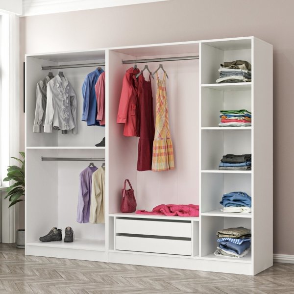 Rizada garderobe 225x52x190 cm - Hvit