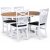 Fitchburg spisegruppe; rundt spisebord 106 /141 cm - Hvit / oljet eik med 4 stk Fårö stoler med kryss i ryggen, sete i svart PU
