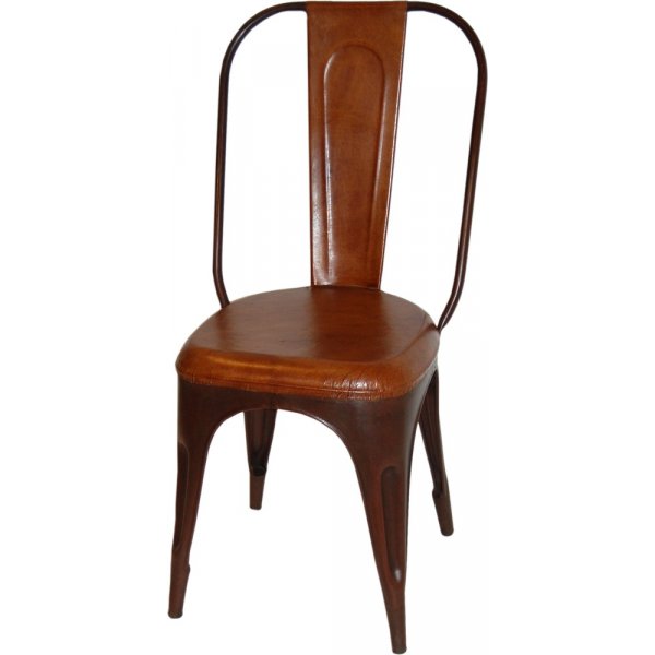 Stol Toxil - Vintage rustfarget metall/skinn