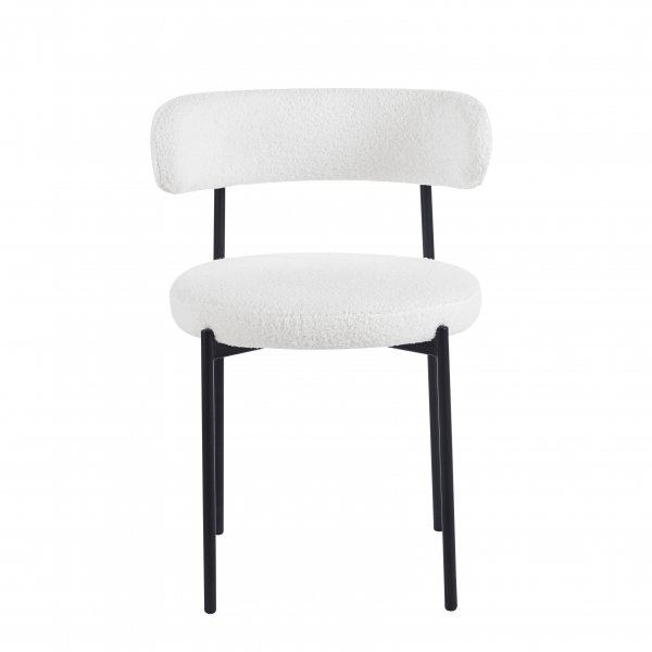 Spisegruppe Crossby bord �120 cm i svartbeiset eik med 4 Wilma spisestoler i hvit teddy