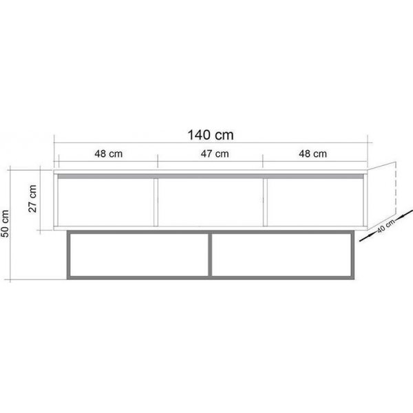 Milo mediebenk, 140 cm - Valntt/svart