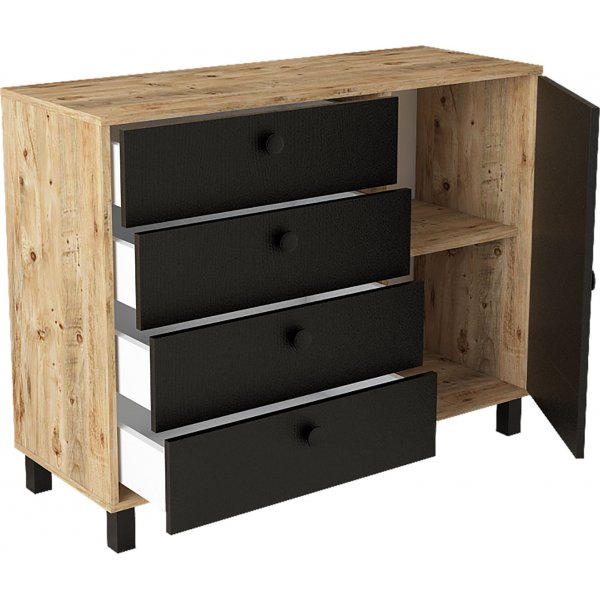Vilamo kommode 81 - Furu/svart Vilamo kommode 81 - Furu/svart
