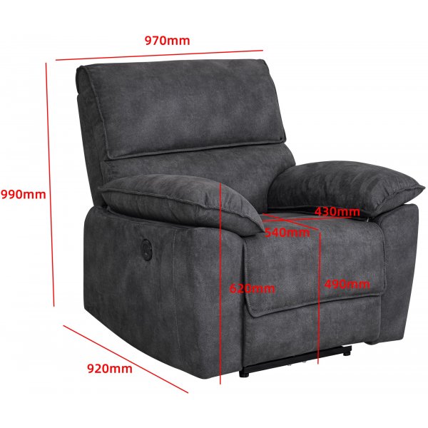 Coventry elektrisk hvilestol grå mikrofiber Coventry elektrisk hvilestol grå mikrofiber