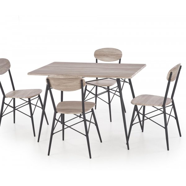 Arne spisebord med 4 stoler - Svart/sanremo eik