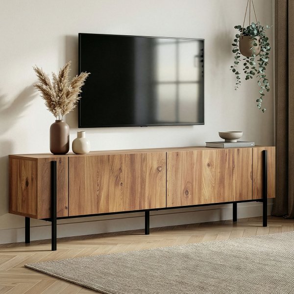 TV-stativ Nemming 180 cm - Atlantic Pine/Svart