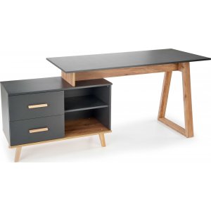 Sergio skrivebord 134-210 x 60-90 cm - Antrasitt/wotan eik