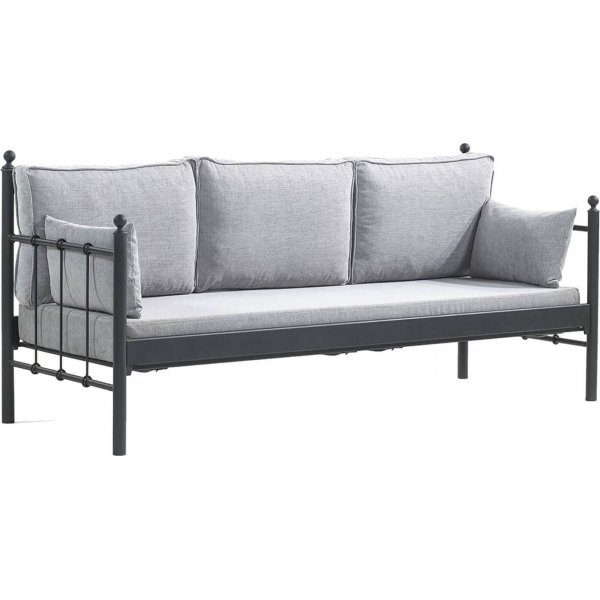 Lala 3-seters utesofa - Svart/ryk + Flekkfjerner for mbler