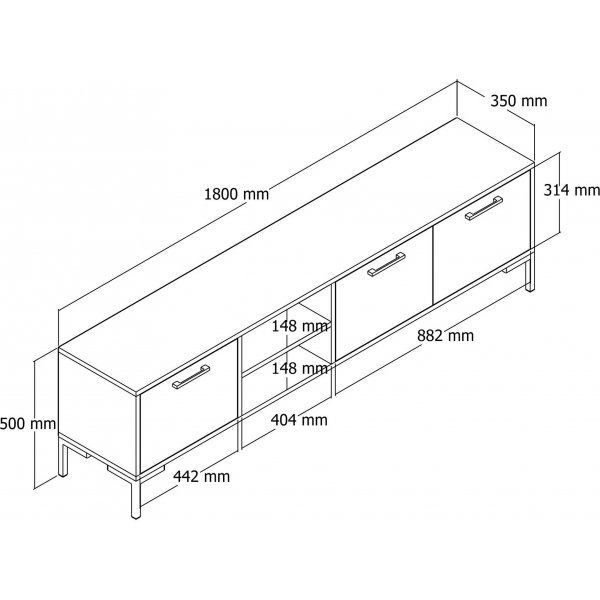Aurora mediabenk - Eik/hvit Aurora mediabenk - Eik/hvit