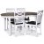 Skagen spisegruppe; spisebord 160/210x90 cm - Hvit / brunoljet eik med 4 stk Fårö stoler med kryss, PU-sete