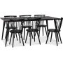 Dipp spisegruppe; spisebord,180x90 cm med 6 svarte Castor pinnestoler
