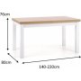 Callahan uttrekkbart spisebord 140-220 cm - Sonoma eik/hvit