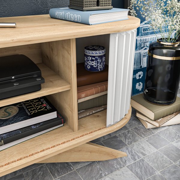 Stormy mediabenk - Safir eik/hvit Stormy mediabenk - Safir eik/hvit