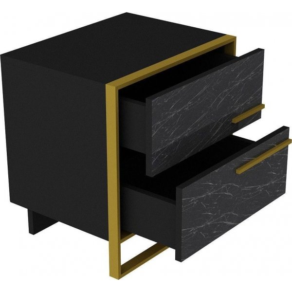 Polka nattbord - Gull/svart