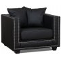 Temple Double Deco lenestol - Svart PU / slv nagler