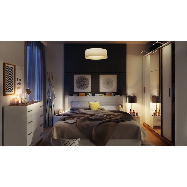 Dentro 140 x 200 cm seng med oppbevaring - Hvit/stirling eik Dentro 140 x 200 cm seng med oppbevaring - Hvit/stirling eik