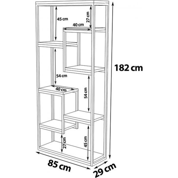 Emina bokhylle - Valnøtt/svart Emina bokhylle - Valnøtt/svart