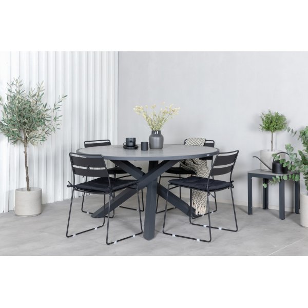 Parma uteservering med 4 Lina stoler - Sort/Gr
