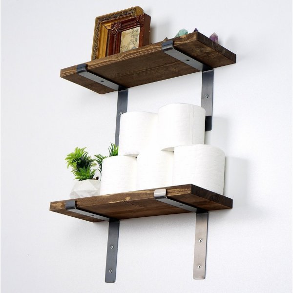 Lamba vegghylle 5 - Svart/valnøtt Lamba vegghylle 5 - Svart/valnøtt