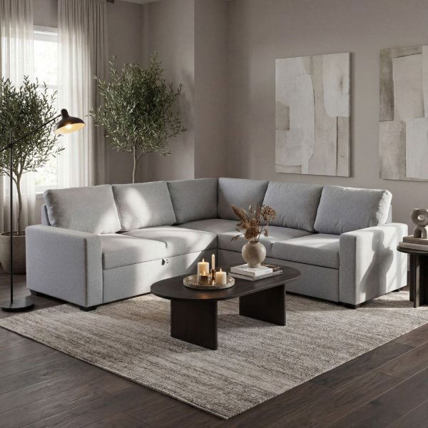 Sovesofa Belissa frem oppredet hj�rnesofa - lysgr� Rocco + Tekstilpleie for m�bler