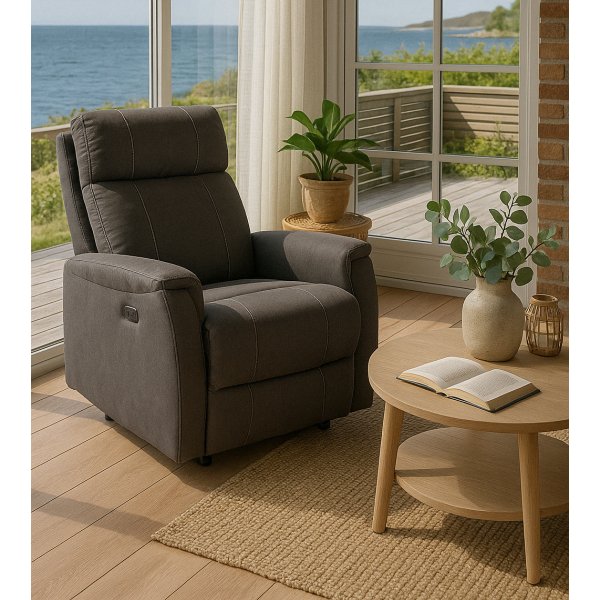 Enjoy Elof El-Recliner - Lenestol i antrasitt mikrofiber