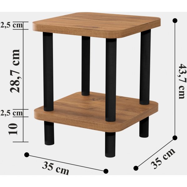 Juno sidebord 35 x 35 cm - Sort/furu Juno sidebord 35 x 35 cm - Sort/furu