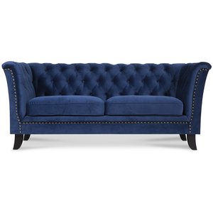 Milton Chesterfield 3-seter sofa - Mrkebl flyel + Mbelpleiesett for tekstiler