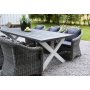 Oxford utendrs spisegruppe: grtt/hvitt bord 220 cm, inkludert 6 stk. Mercury lenestoler i gr kunstrotting