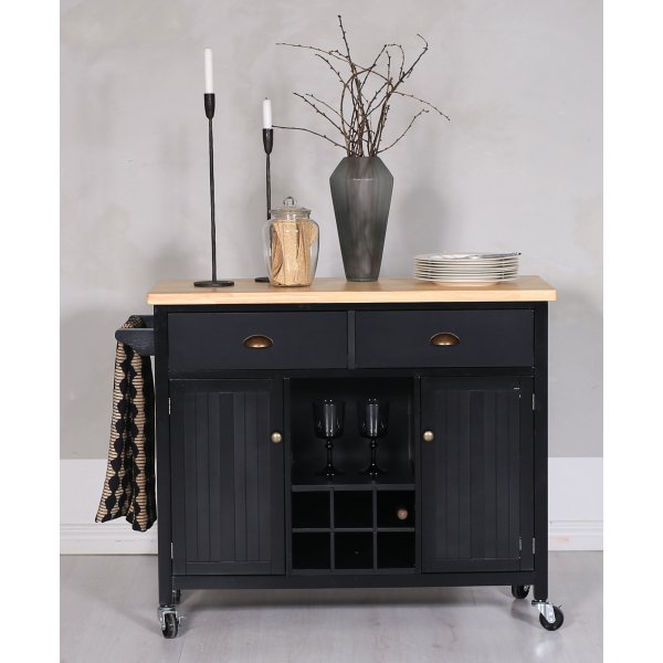 Hampton kjkkeny med vinstativ - Eik / svart