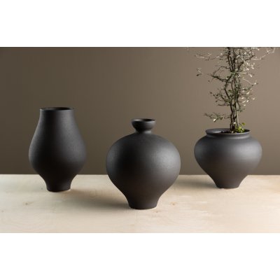 Rellis vase 20 x 24 cm - Sort