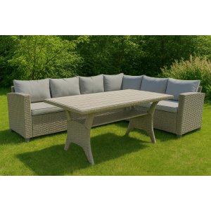 Utendørs gruppepop - Hjørnesofa med rottingbord - Natur Utendørs gruppepop - Hjørnesofa med rottingbord - Natur