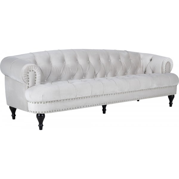 Sofa 3-seter chesterfield beige flyel
