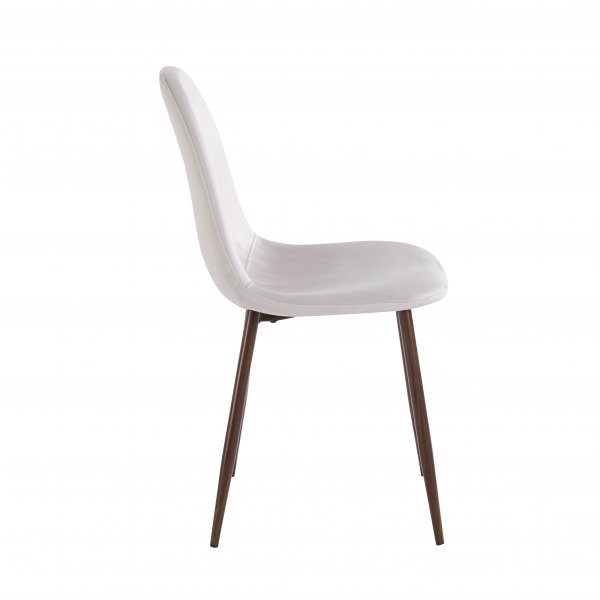 Dana spisebord �105 cm i valn�tt med 4 Alfred spisestoler i beige fl�yel og ben i valn�tt