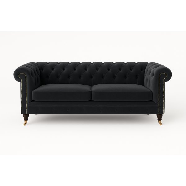 Chesterfield-sofa Cambridge Deluxe 2,5-seter - Mørkegrå fløyel Chesterfield-sofa Cambridge Deluxe 2,5-seter - Mørkegrå fløyel