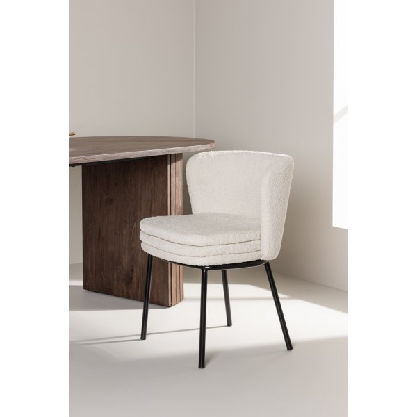 Agnes spisestol - Hvit boucle