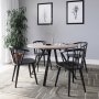 Smokey spisegruppe, rundt spisebord med 4 Dalsland lenestol - Gr farget eik / svart