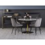 Plaza spisegruppe, marmorbord med 4 st Theo flyels stoler - Gr/Hvit/Messing