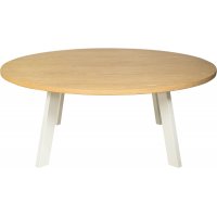 Rundt Freddy salongbord, 115 cm - Whitewash eikefinér/hvitt metall Rundt Freddy salongbord, 115 cm - Whitewash eikefinér/hvitt metall