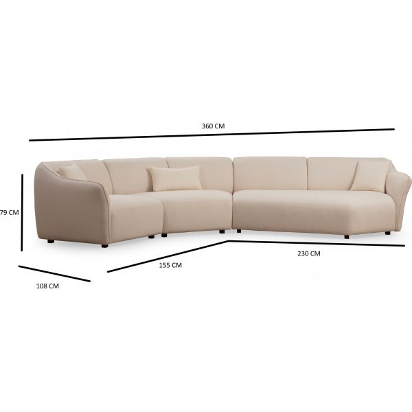 Mentis hjørnesofa 360 cm - Krem Mentis hjørnesofa 360 cm - Krem