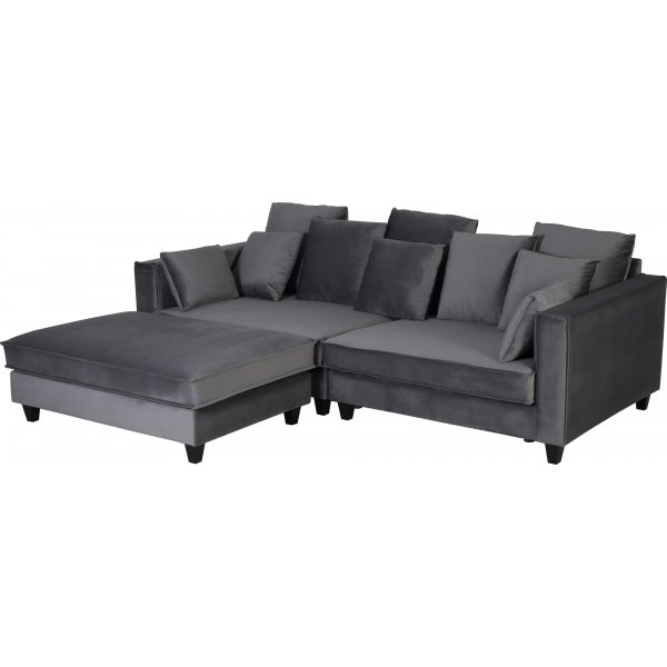 Brandy lounge fotskammel XL - Slvgr (Flyel) + Tekstilrens for mbler