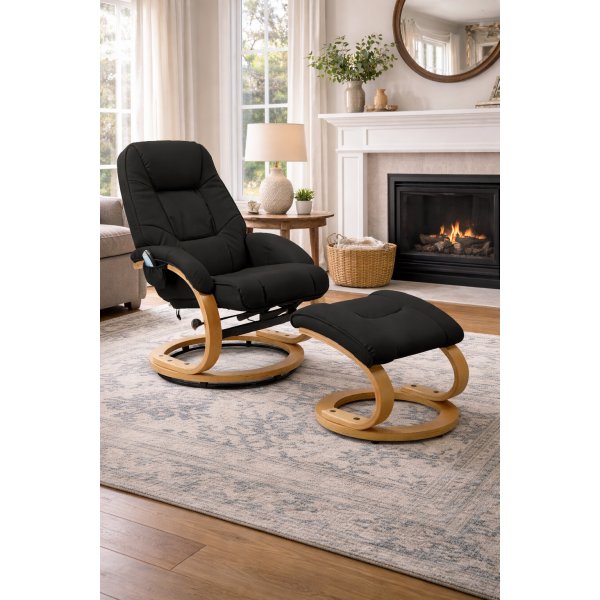 Lanzer massasjestol med fotskammel - Svart + Møbelrengjøring Lanzer massasjestol med fotskammel - Svart + Møbelrengjøring