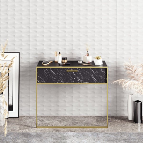 Polka sidebord - Gull/svart