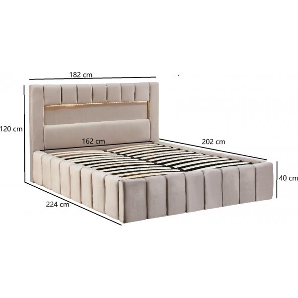 Sengeramme med LED-belysning 160 x 200 cm