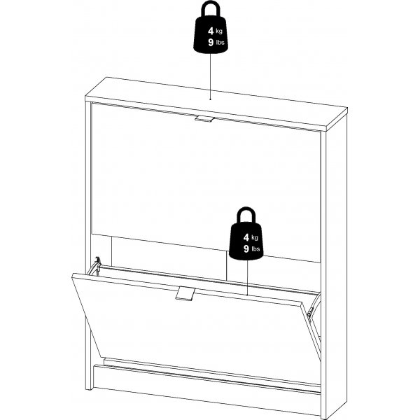 Sko skoskap med 2 rom - Eik/hvit Sko skoskap med 2 rom - Eik/hvit