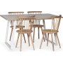 Edge spisegruppe; Spisebord i hvit HPL 140x90 cm med 4 Castor stokkstoler i hvitvask