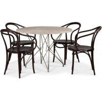 Zoo spisegruppe Ø105 cm inkl. 4 stk. karmstoler No 30 Klassiker i bøyd tre - Messing / Beige Empradore Zoo spisegruppe Ø105 cm inkl. 4 stk. karmstoler No 30 Klassiker i bøyd tre - Messing / Beige Empradore